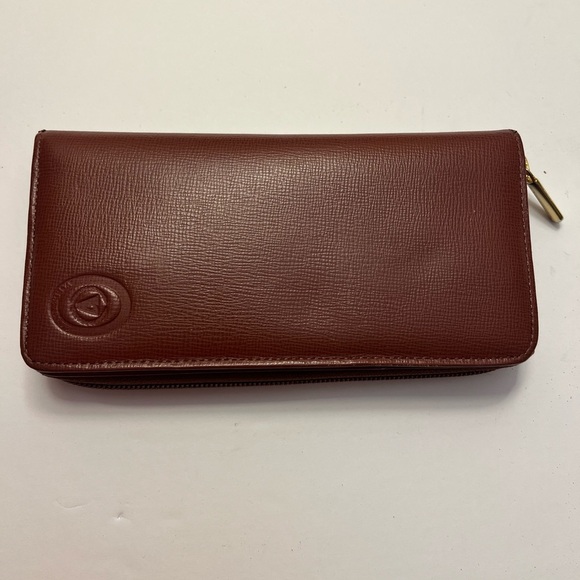 EUC VINTAGE Brown Leather Zip Around Wallet with Logo Unisex Women Men